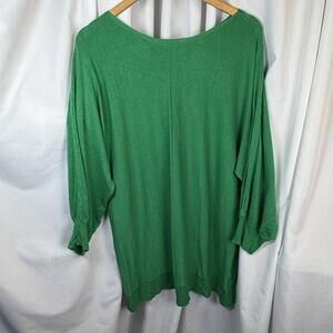 Max Studio London Women's Knit Shirt Blouse Tunic Kelly Green 1X Oversized